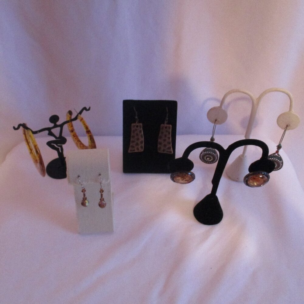 Mixed Earthtone 5 Pairs Dangle Hook Fashion Pierced Earrings